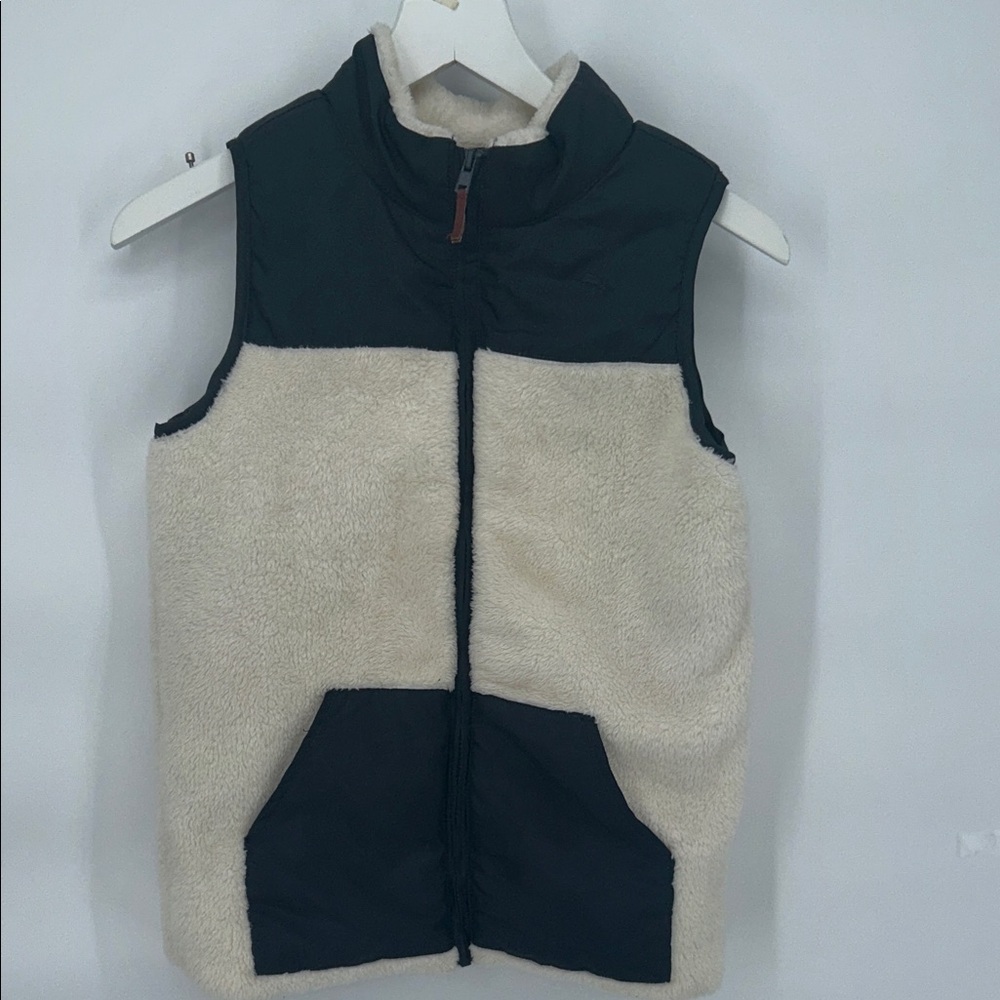 Tommy Bahama Vest Size 10/12 Zip Fleece Boys Girls Blue White Sherpa EUC Puffer